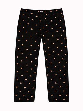 WESC Black Corduroy Pants with Red Mushroom Embroidery, Size 32 X 32